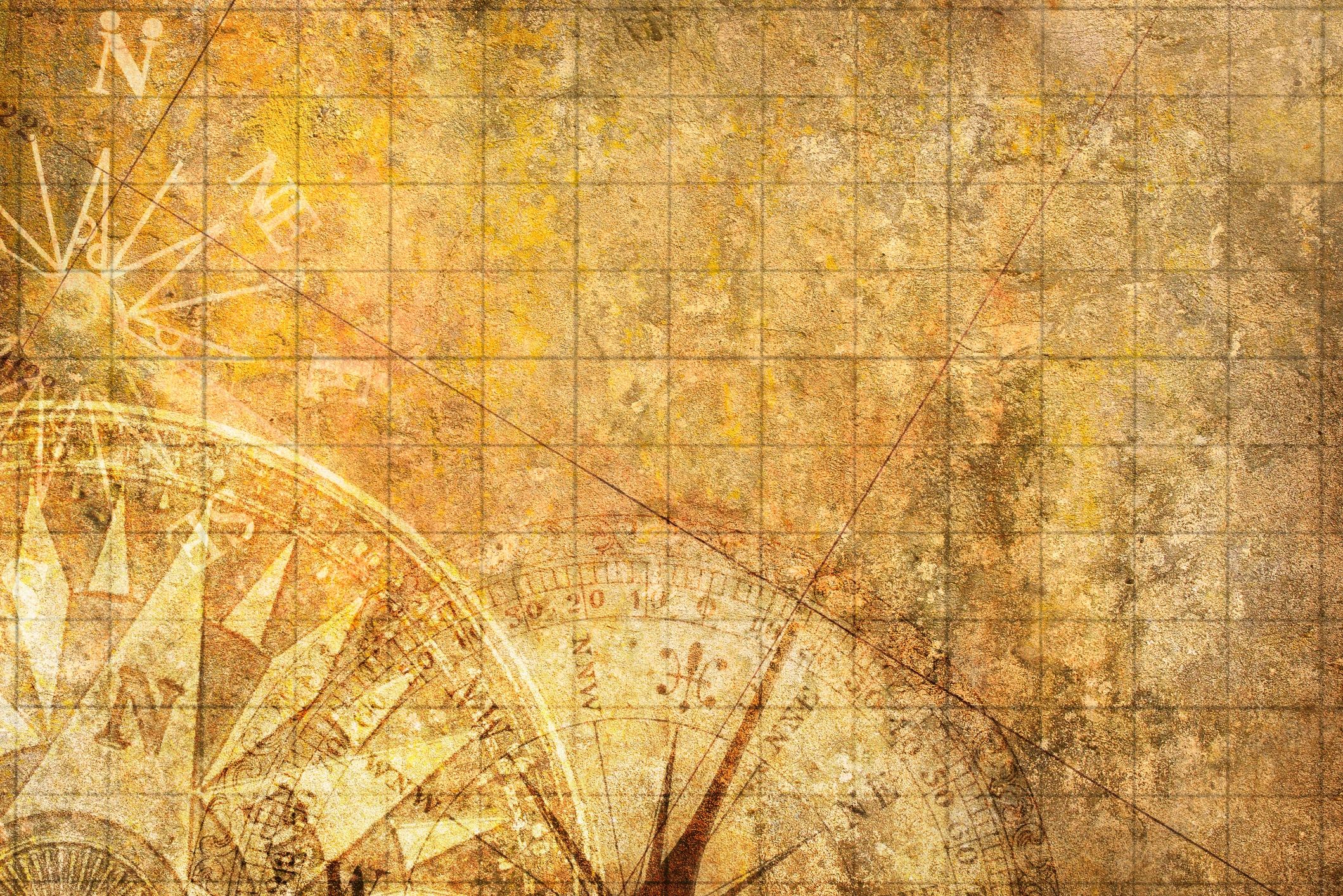 Vintage map and compass image for printable hidden clue adventures