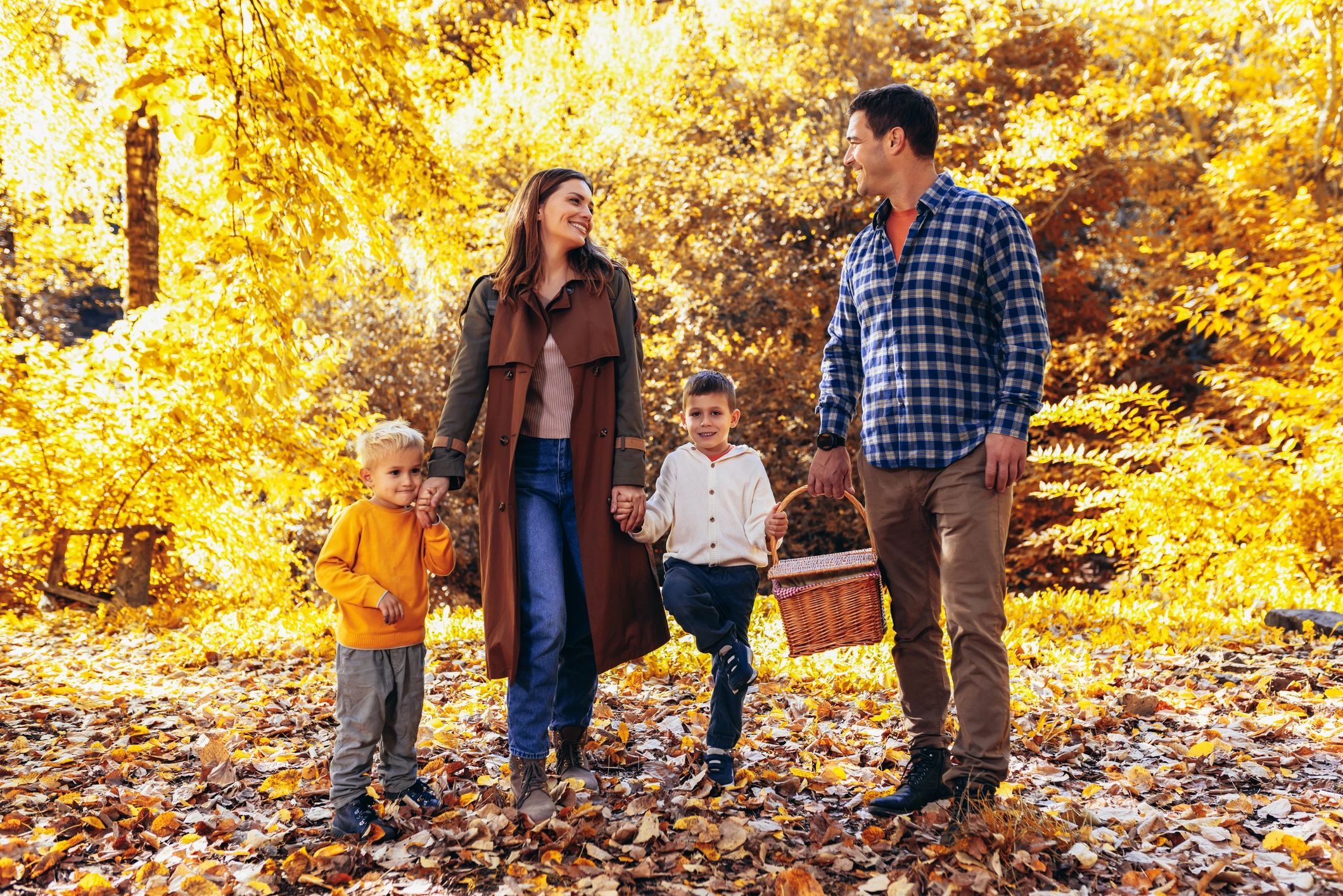 Family enjoying an outdoor treasure-hunt style activity