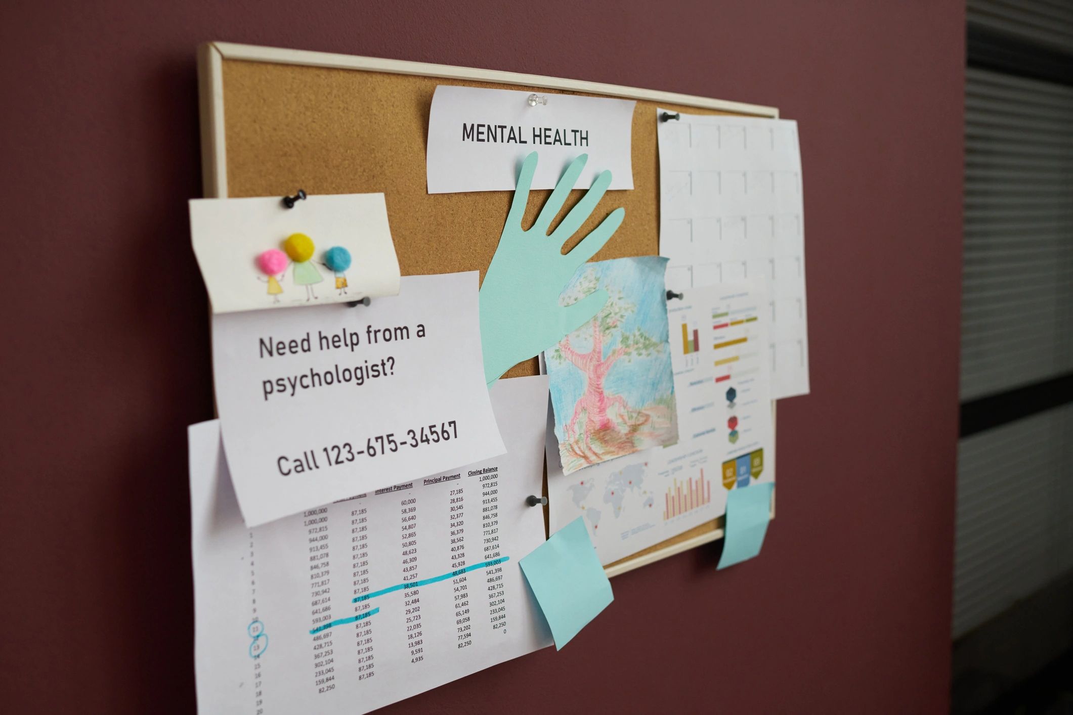Noticeboard filled with documents and clues for an impossible crime scene