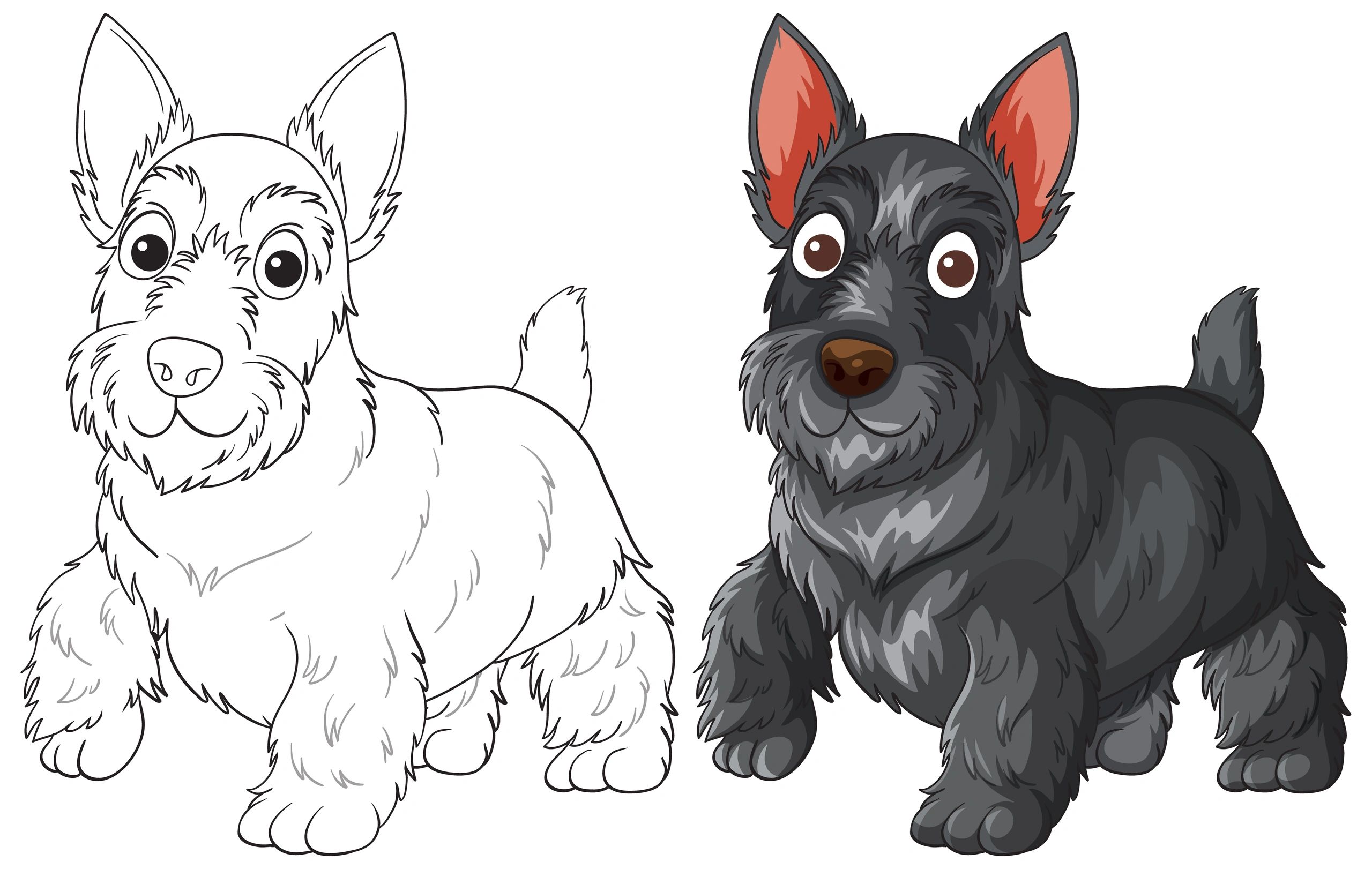 Illustrated dog comparison puzzle artwork