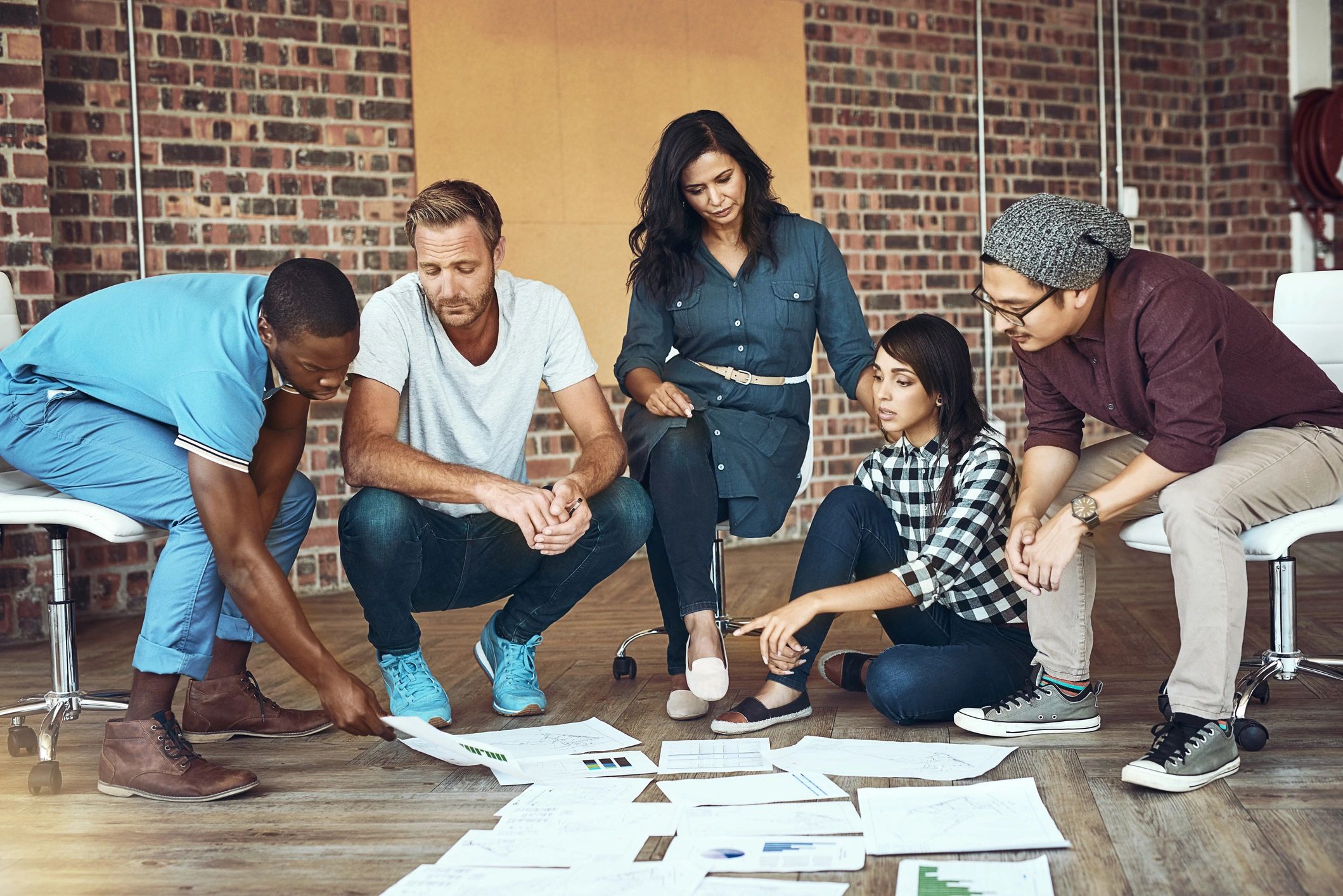 Team gathered together for a collaborative puzzle challenge